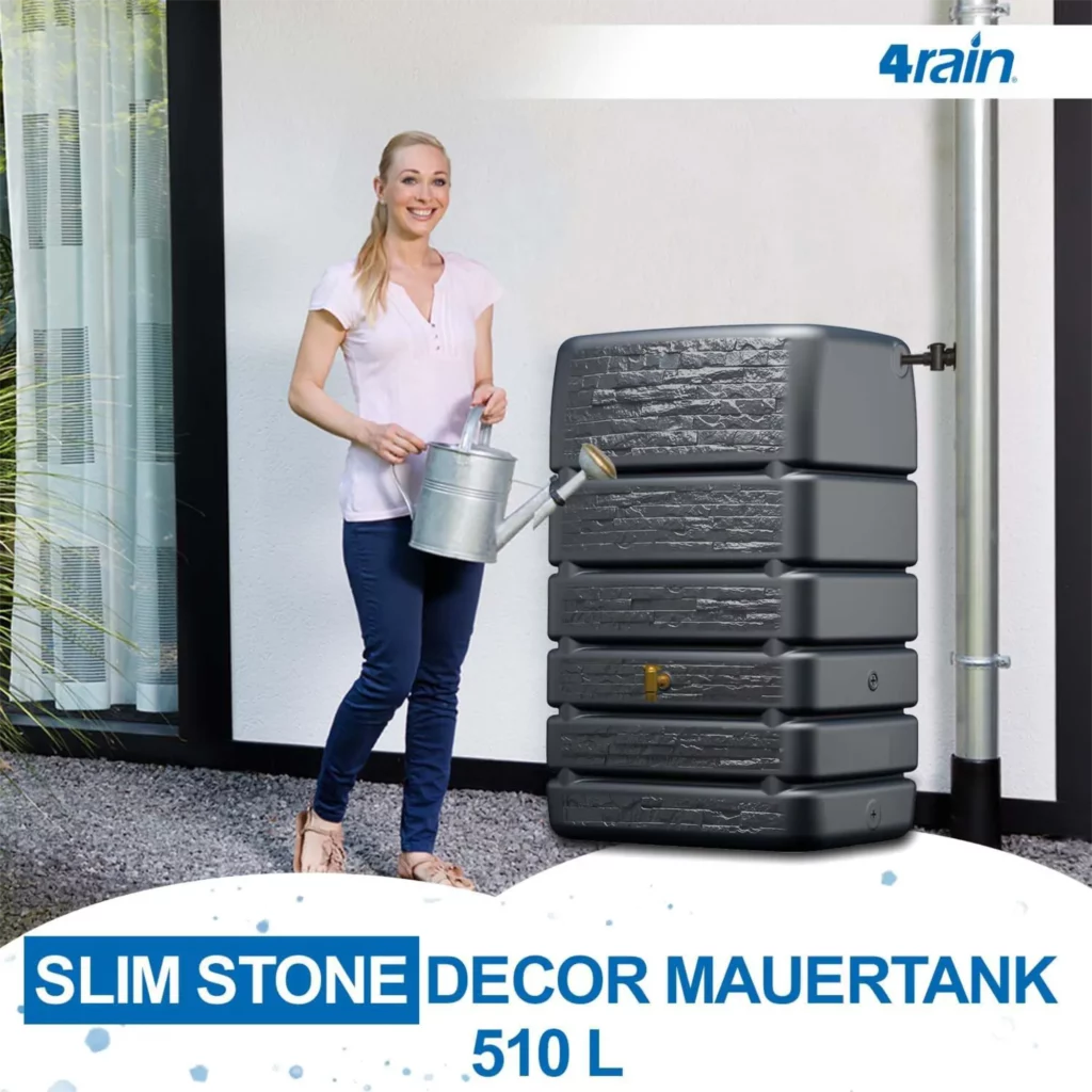 4rain Slim Stone Decor Regentonne Mauertank